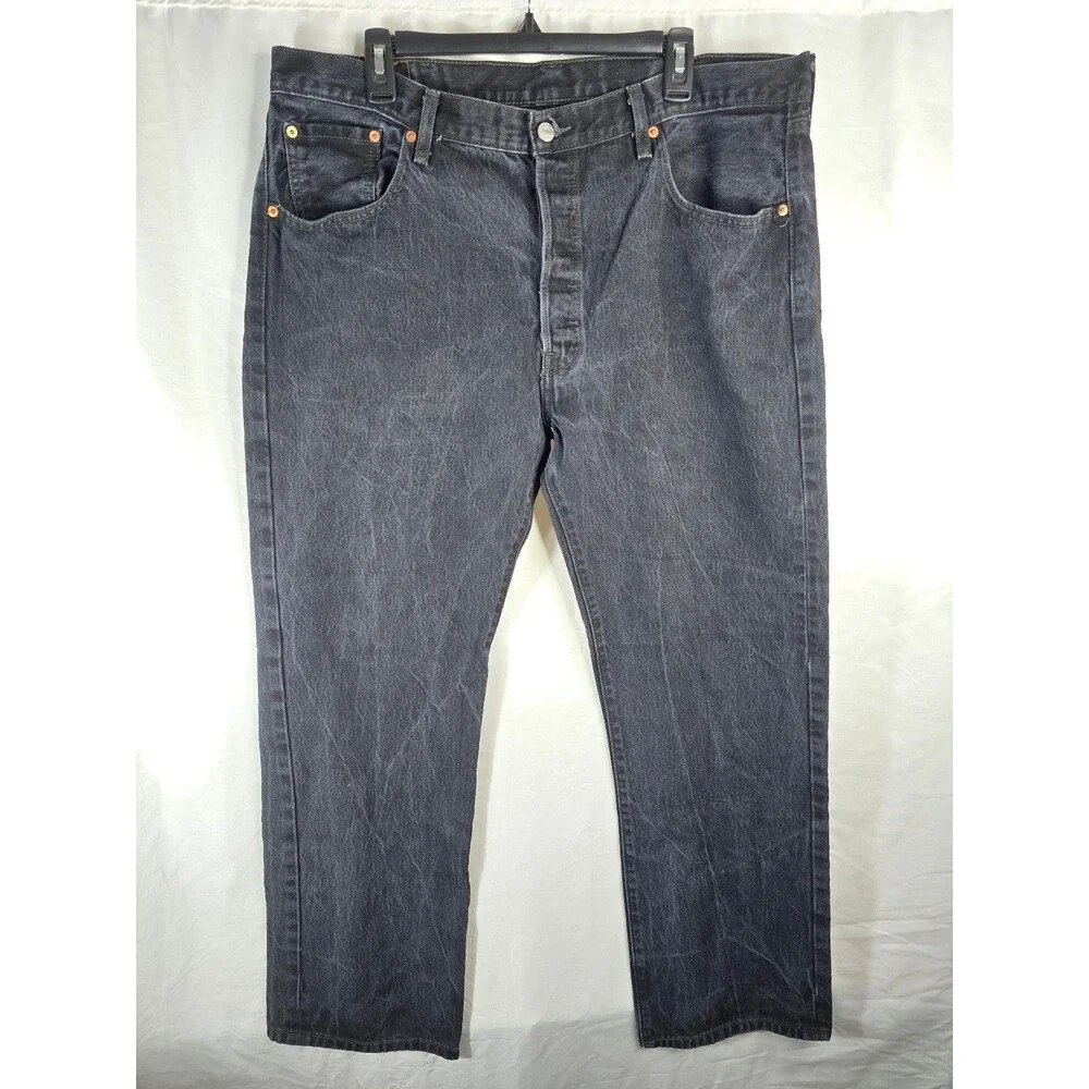 Levi's 501 Original Fit Dark Indigo Wash Straight Leg Jeans Made In Egypt 40x32